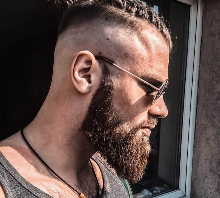 Braided Top Knot Viking hairstyle.