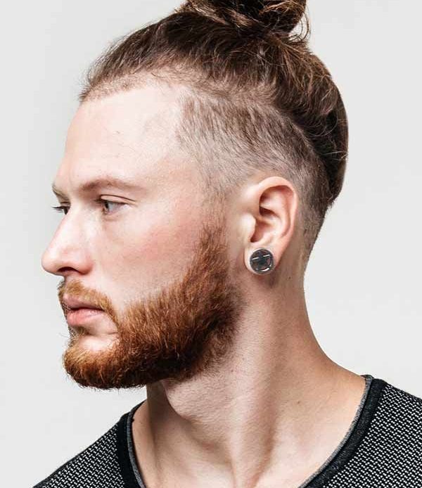 Beard and Braids: 20 Viking Hairstyles For Men 18 Man Bun with Shaved Sides Viking hairstyle
