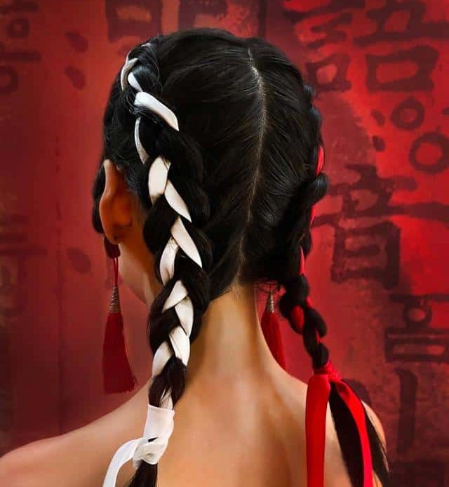 Ribbon-Adorned Pigtails Hairstyle