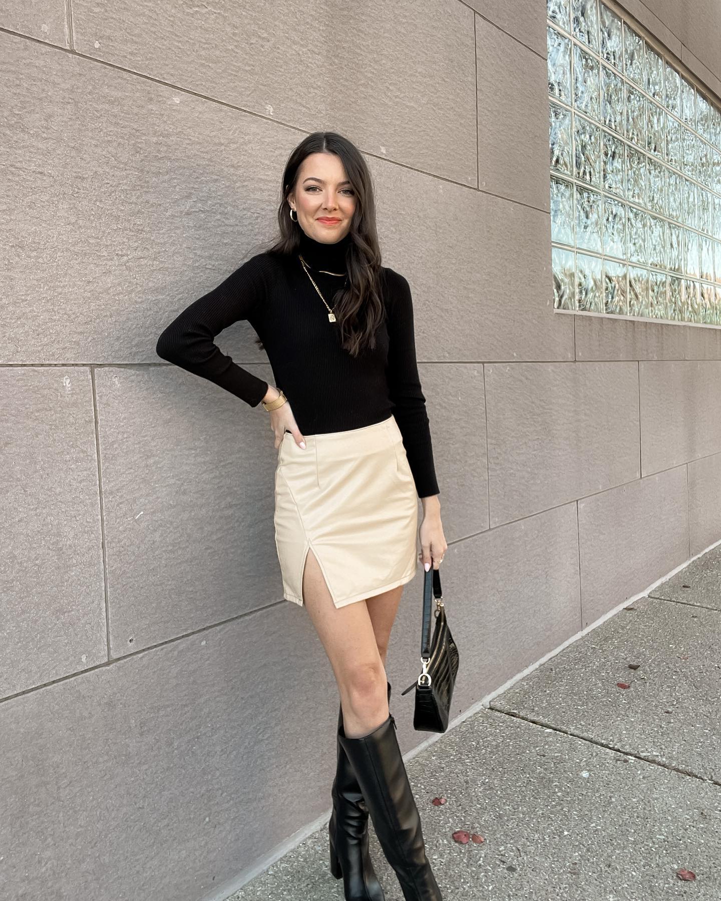 Grateful and Glam: Chic Thanksgiving Outfit Inspiration 8 Mini skirts and turtle neck