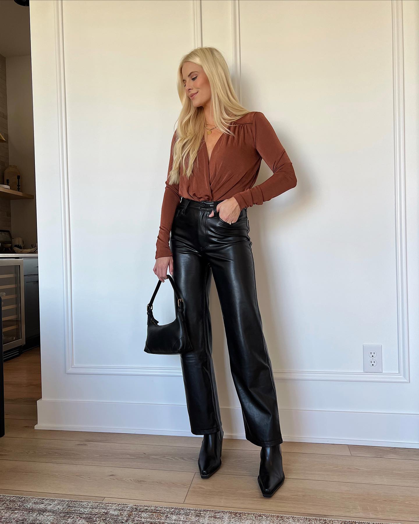 Leather pants Fall outfit ideas