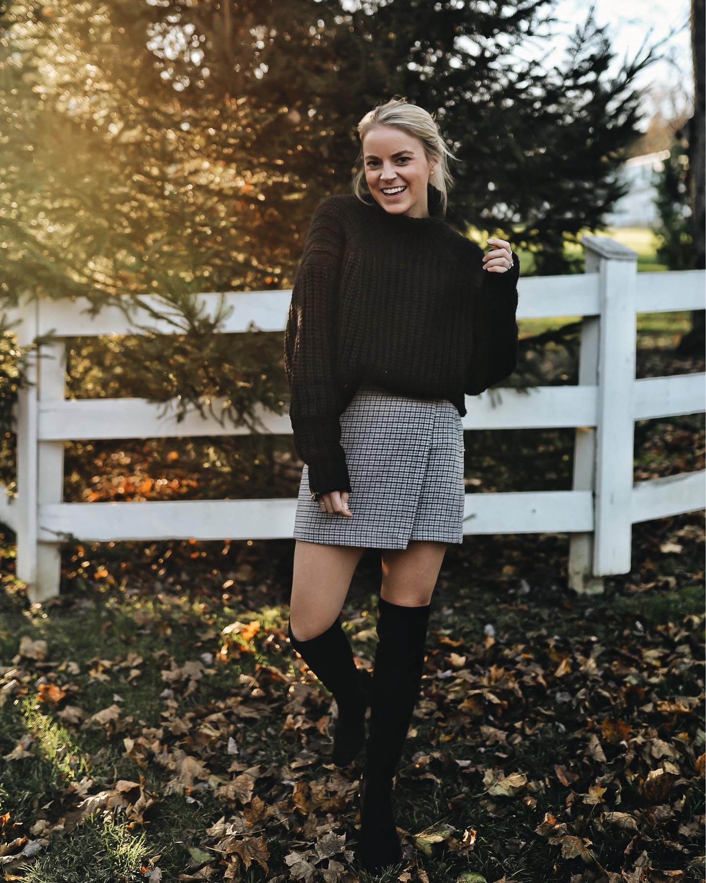 Plaid Skirt With Sweater Fall outfit ideas