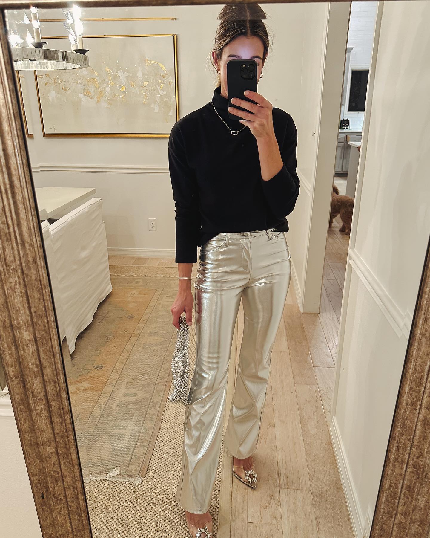  Shimmery Trouser with turtle Neck 