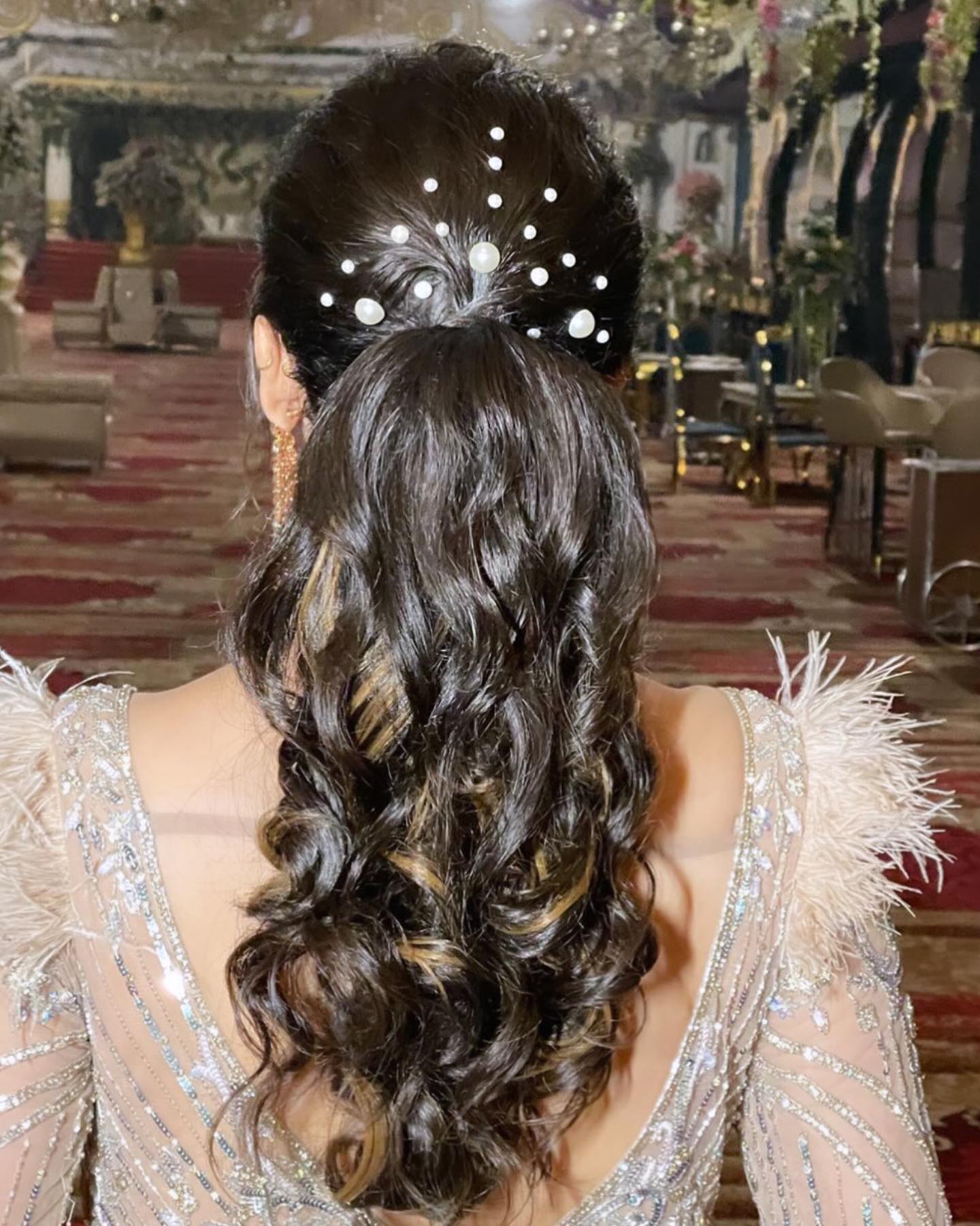  Low Pinned Curls w/ Pearly Elegance 