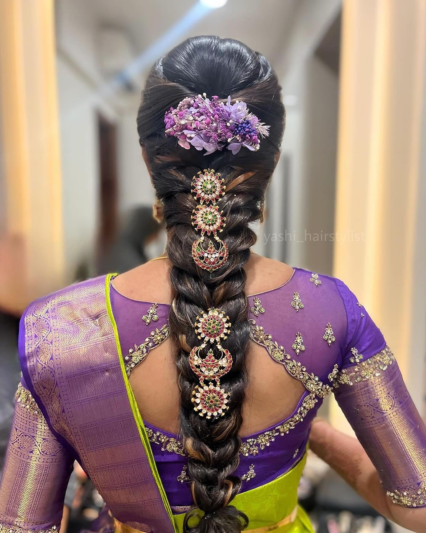 Bejeweled Braid Indian Bridal hairstyles